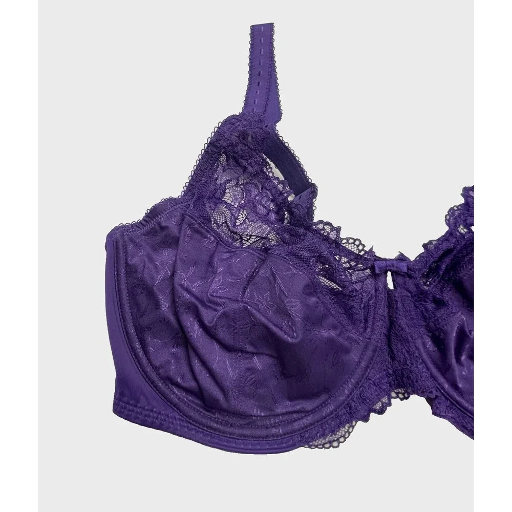 Delimira Purple Bra Lace Underwire Adjustable Back Closure Women's Size 40E